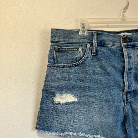 Madewell Relaxed Denim Shorts Distressed High Rise Blue Cotton Size 32 - Picture 3 of 9